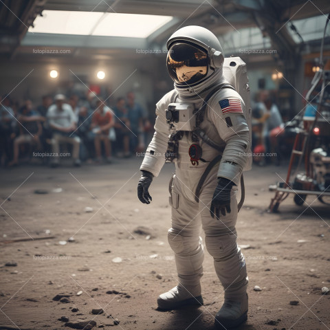 Astronaut on film set