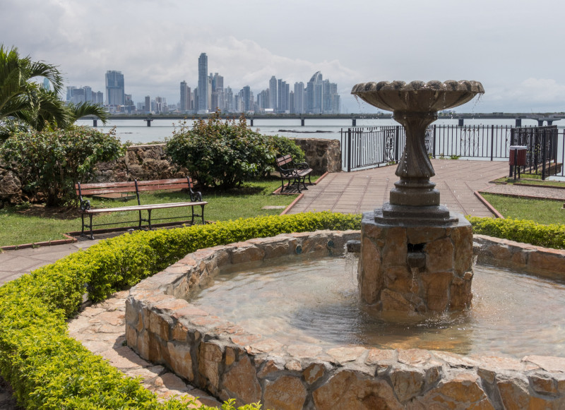 Fountain at historical town of Panama City.